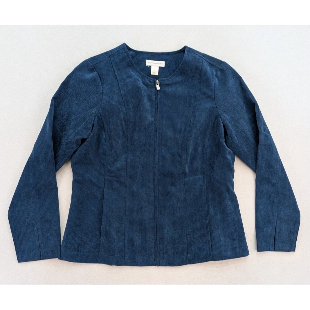 Christopher & Banks Women's Blazer Jacket Size S Blue Soft Microfiber Full Zip